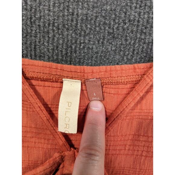 Anthropologie Pilcro Tank Top Womens Large Ruched Ribbed Coral Boho Cropped Rave - Picture 9 of 13